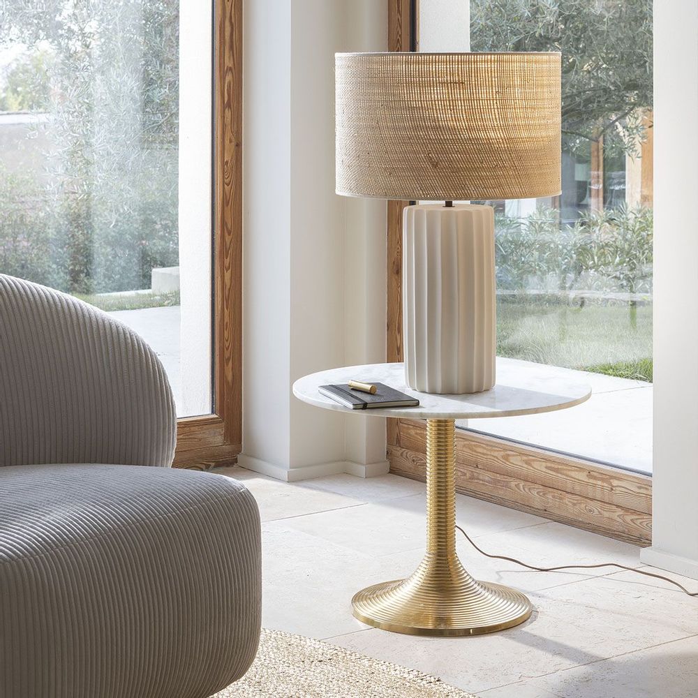Table lamps - ATHENA lamp base in white ceramic - ø 17 x 50 cm - BLANC D'IVOIRE