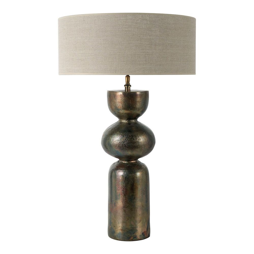 Table lamps - AMALIANE lamp base in gold metal - ø 19 x 57.5 cm - BLANC D'IVOIRE