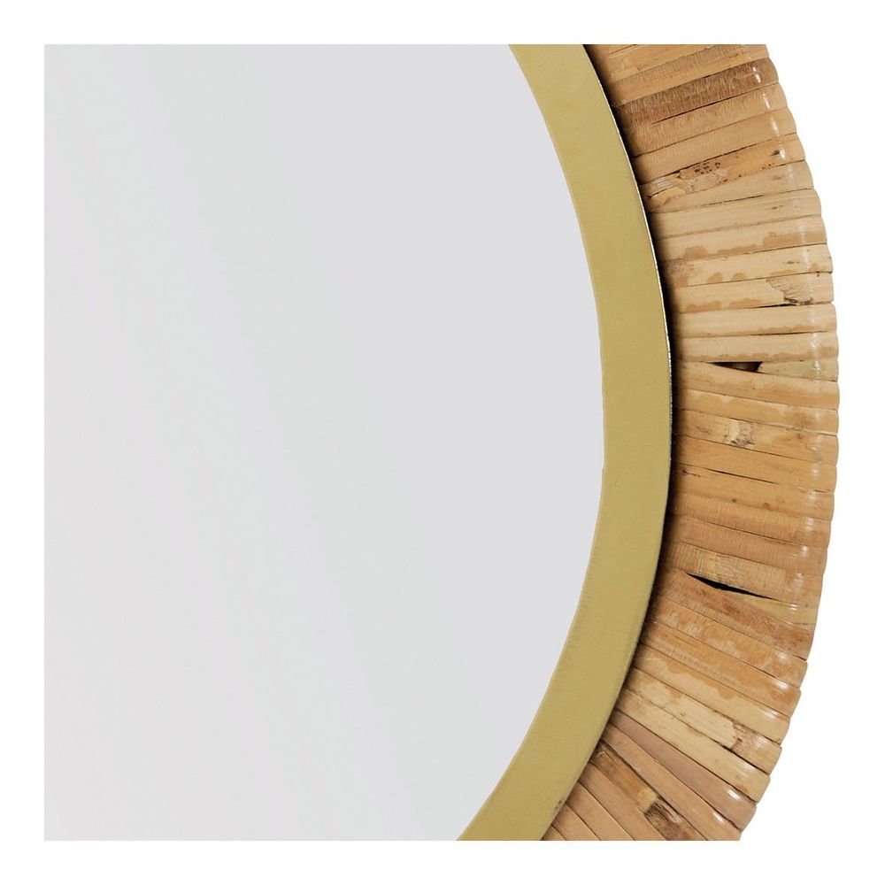 Mirrors - COSMO mirror in rattan and brass-finish gold metal - Large model - H. 69 cm - BLANC D'IVOIRE