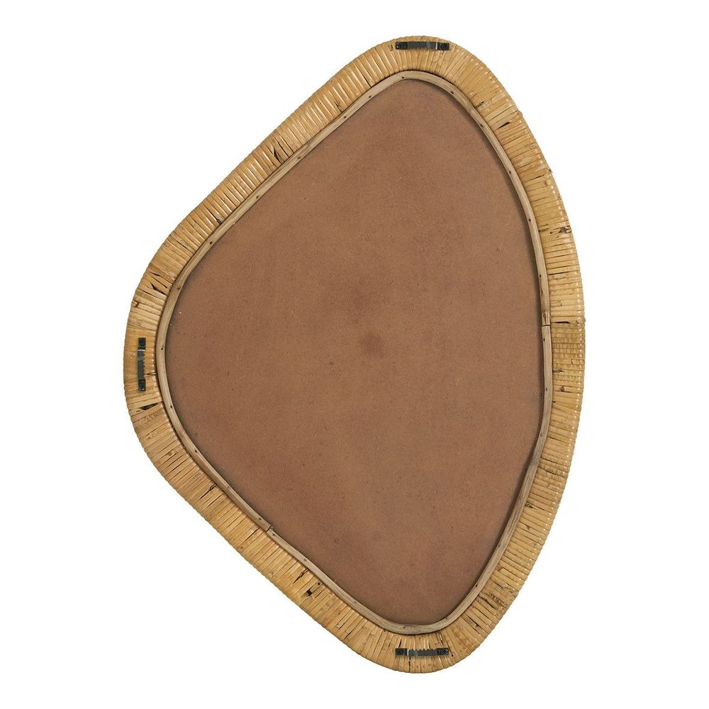 Mirrors - COSMO mirror in rattan and brass-finish gold metal - Large model - H. 69 cm - BLANC D'IVOIRE
