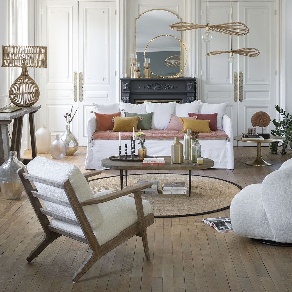 Fauteuils - Fauteuil JULES en bouclette - Crème - BLANC D'IVOIRE