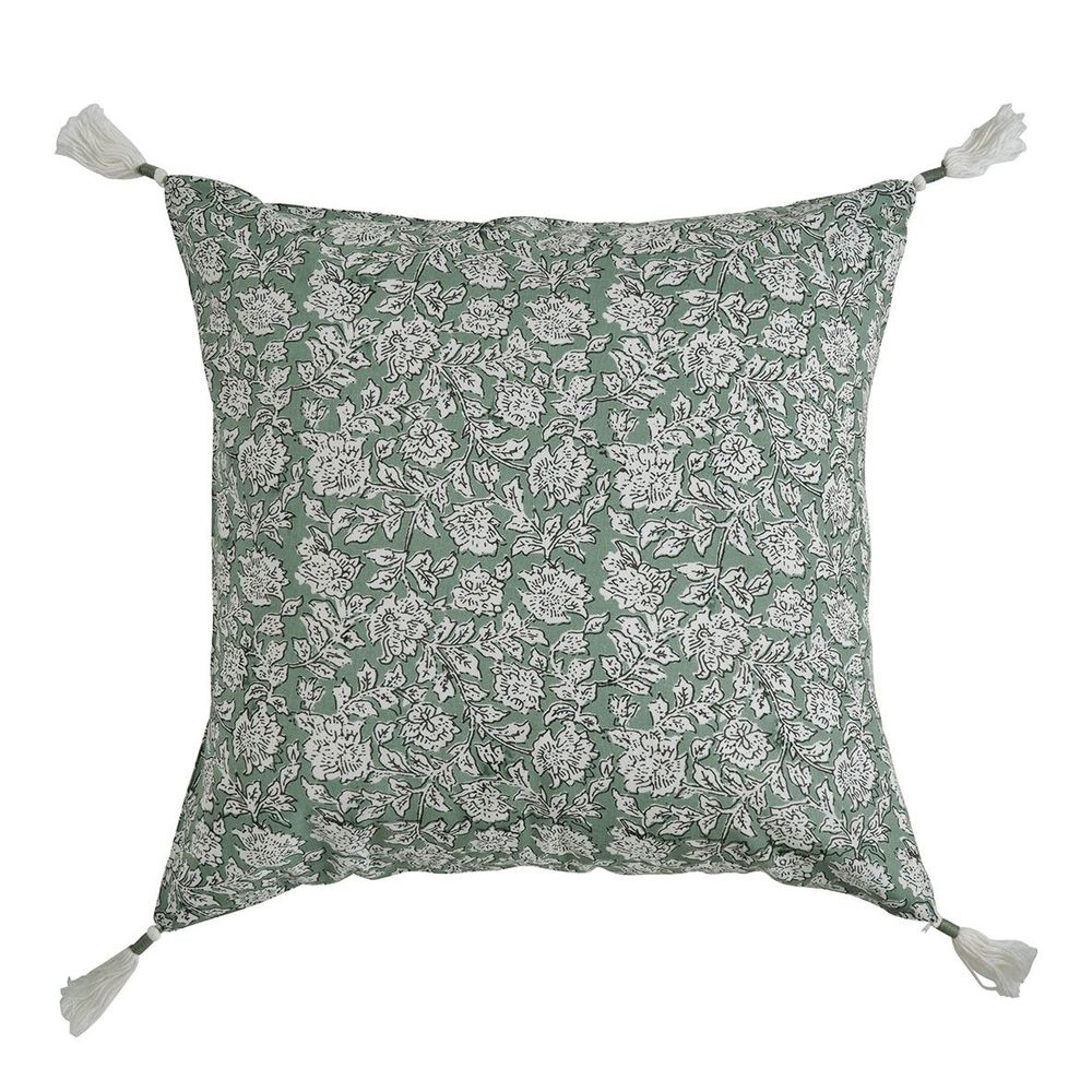 Coussins textile - Housse de coussin EDEN en coton - Céladon - 50 x 50 cm - BLANC D'IVOIRE