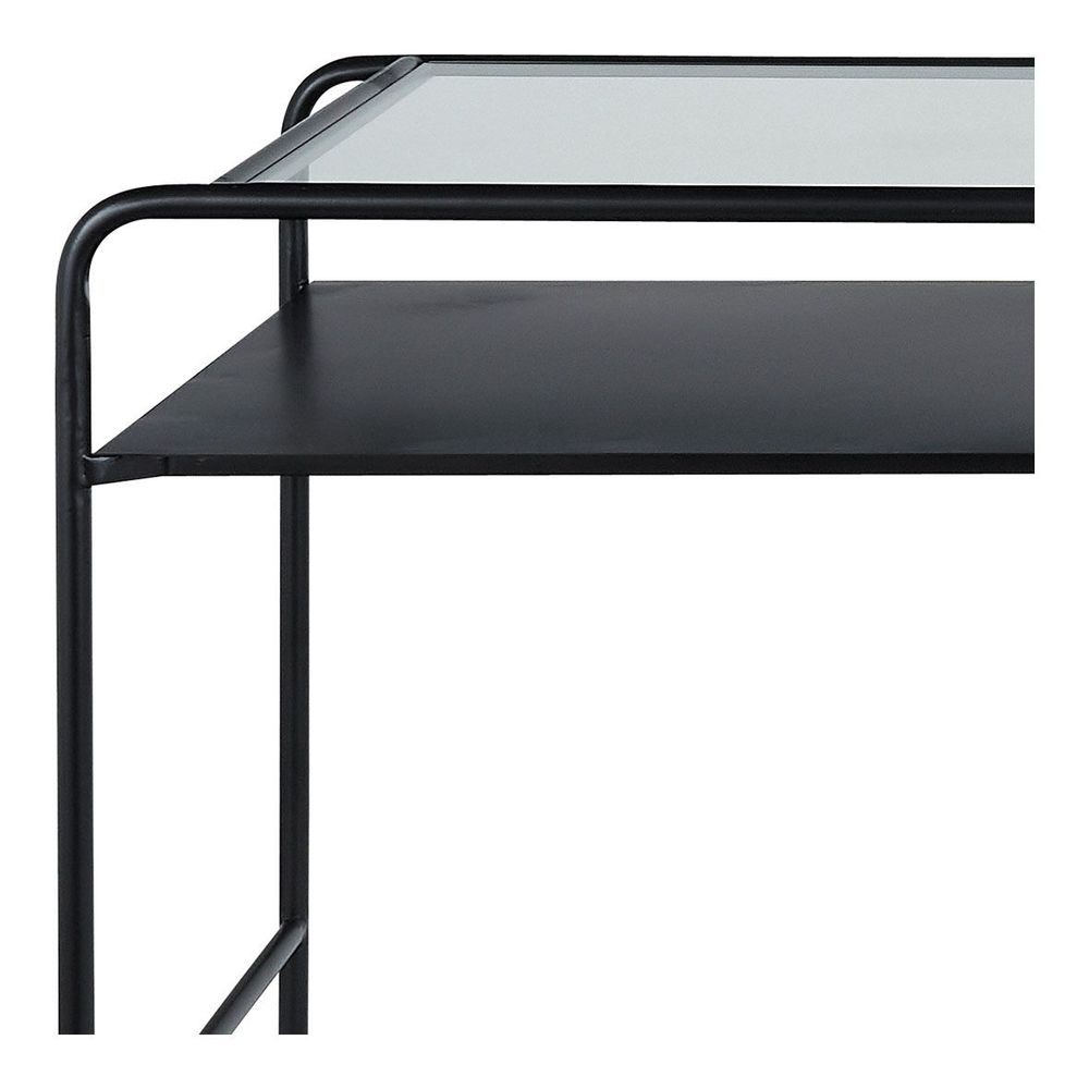Sets de bureaux - Bureau ERNEST en métal noir et plateau en verre - BLANC D'IVOIRE