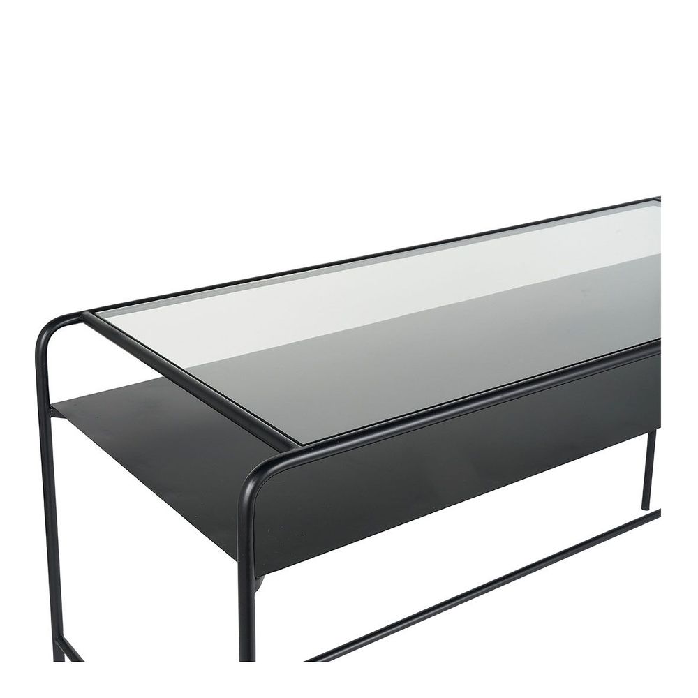 Sets de bureaux - Bureau ERNEST en métal noir et plateau en verre - BLANC D'IVOIRE