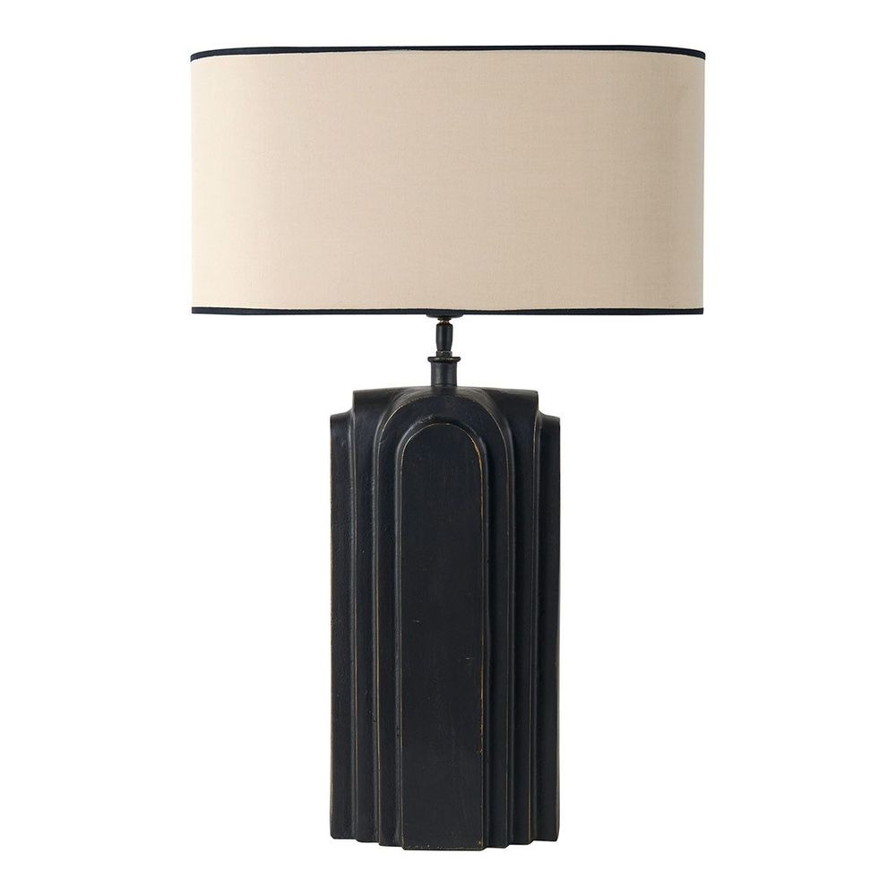 Table lamps - ACHILLE lamp base in black metal - 21 x 13 x 50 cm - BLANC D'IVOIRE
