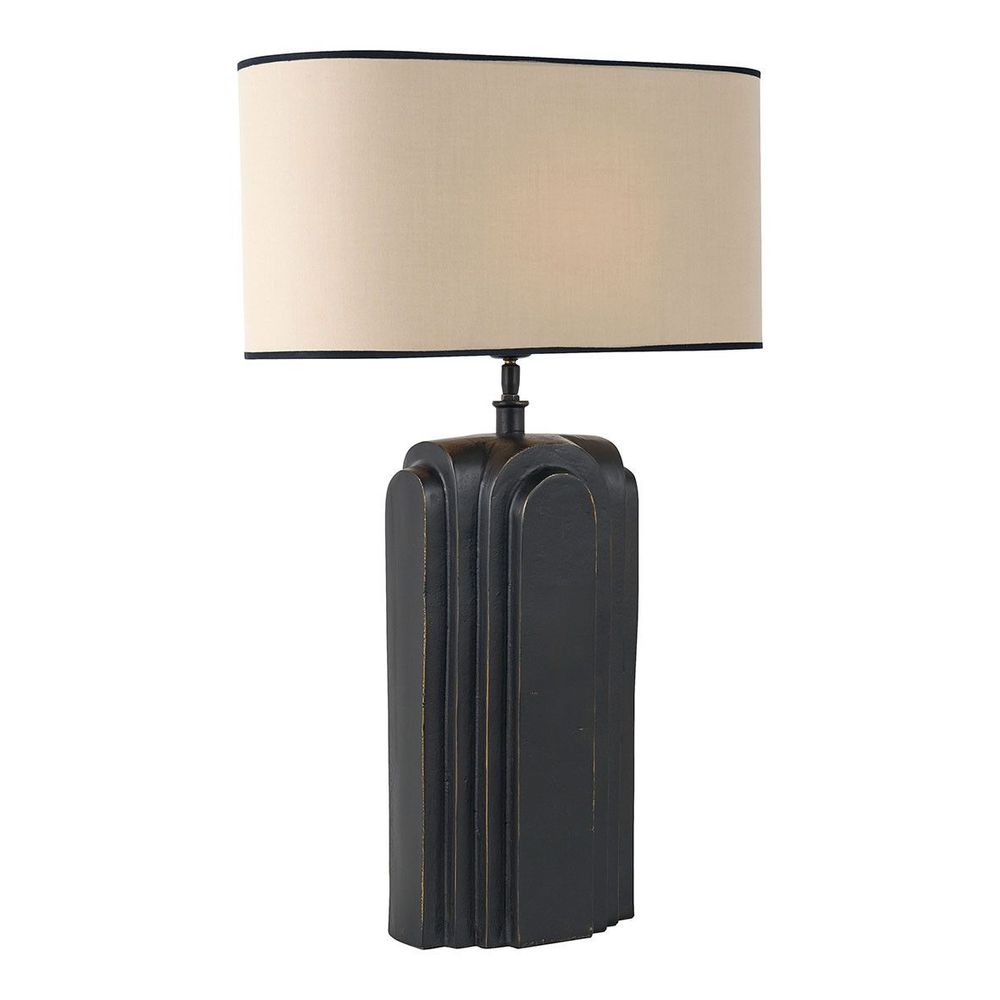 Table lamps - ACHILLE lamp base in black metal - 21 x 13 x 50 cm - BLANC D'IVOIRE