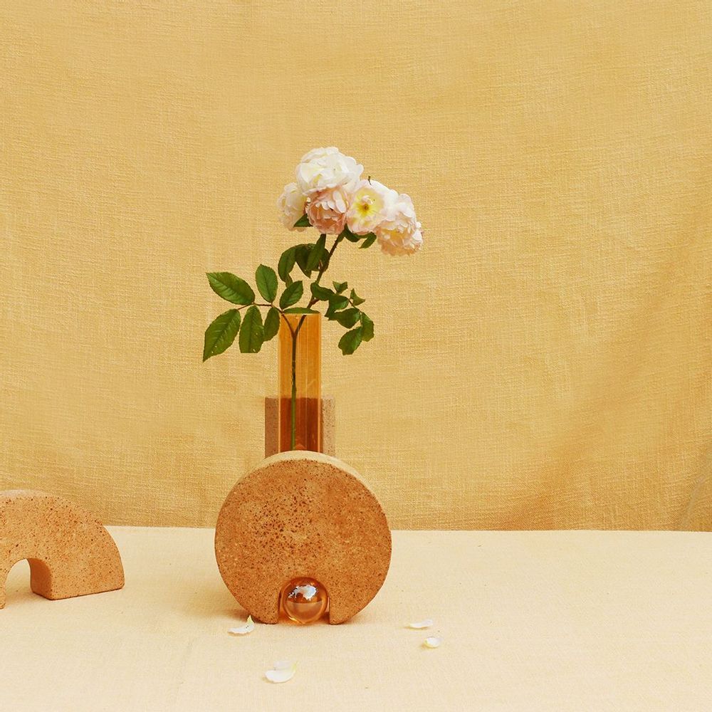 Vases - Orange Glass and stone vase for flowers, Cochlea della Metamorfosi n°2 - COKI