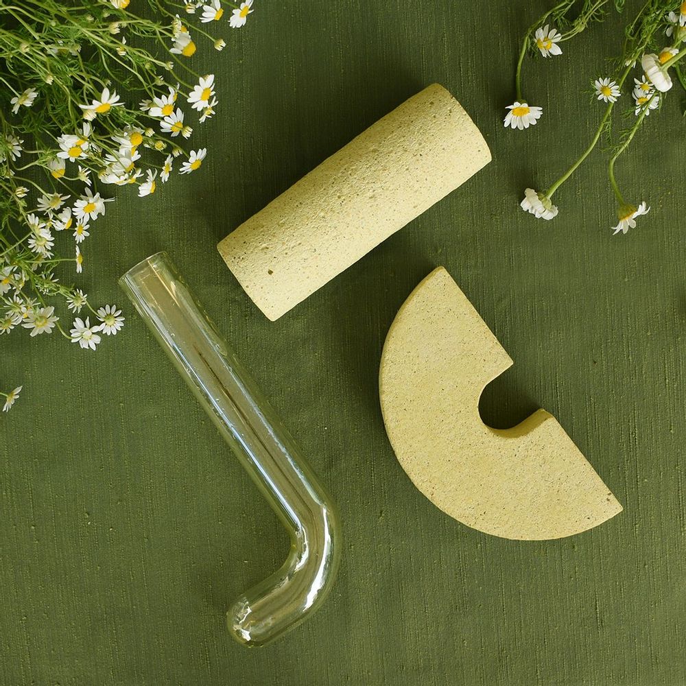 Vases - Yellow Glass and stone vase for flowers, Cochlea della Metamorfosi n°1 - COKI