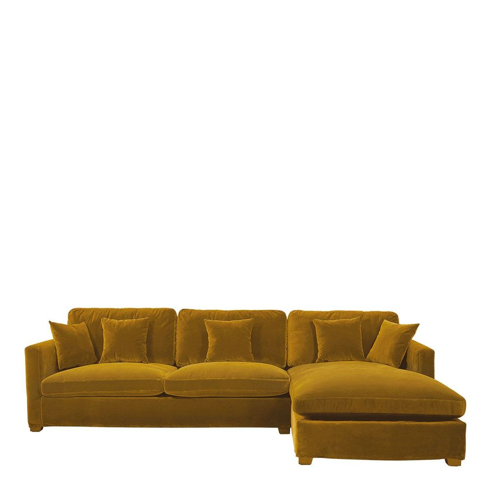 Sofas - ANGIE chaise longue sofa in velvet - Saffron - BLANC D'IVOIRE
