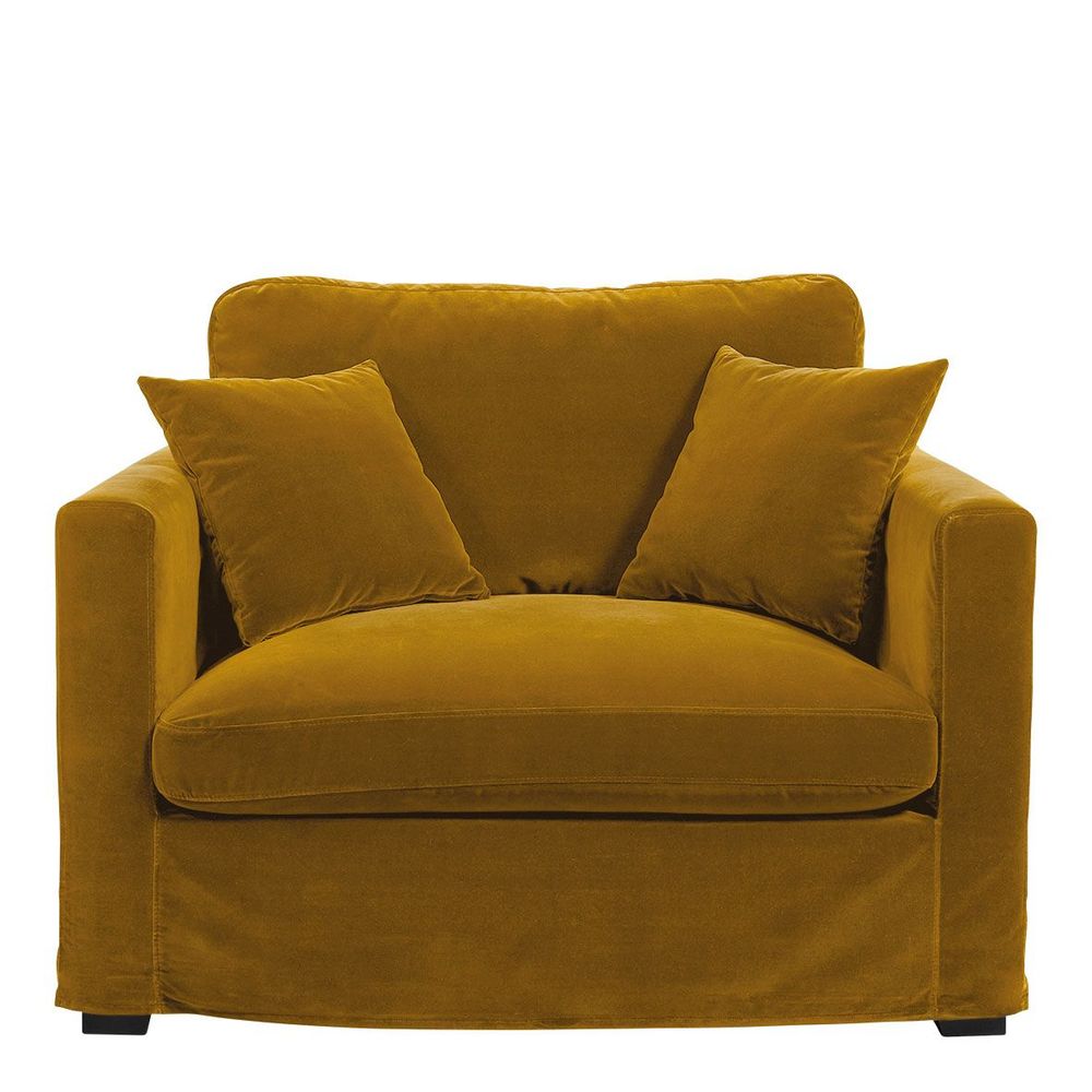 Armchairs - ANGIE armchair in velvet - Saffron - BLANC D'IVOIRE