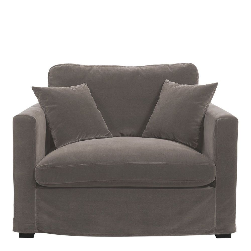 Fauteuils - Fauteuil ANGIE en velours - Taupe - BLANC D'IVOIRE