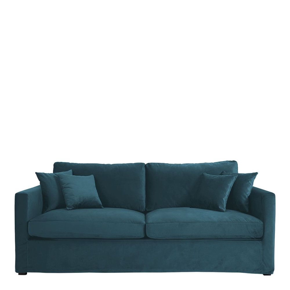 Sofas - ANGIE velvet sofa - Peacock blue - BLANC D'IVOIRE