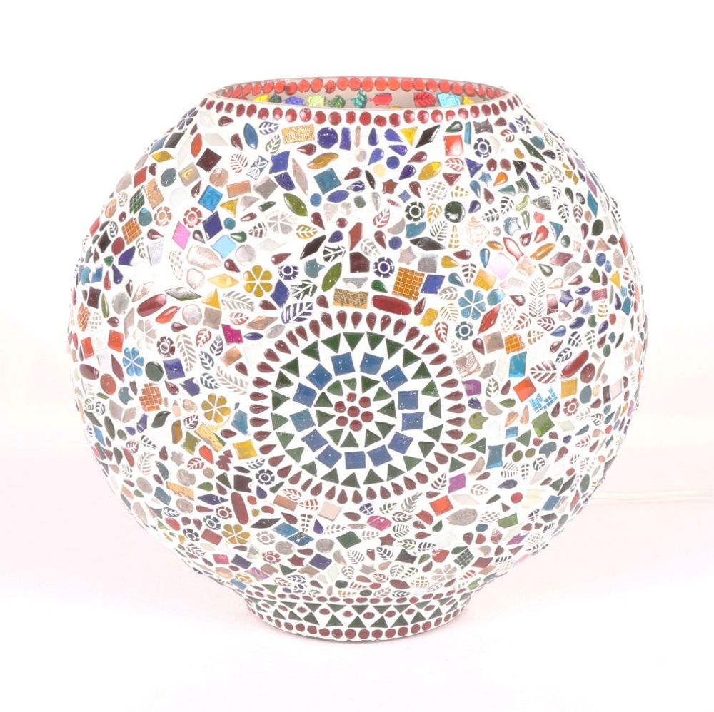 Table lamps - Rainbow big oval handmade lamp in mosaic glass height 32 cm. - SOUL LIGHT EUROPE