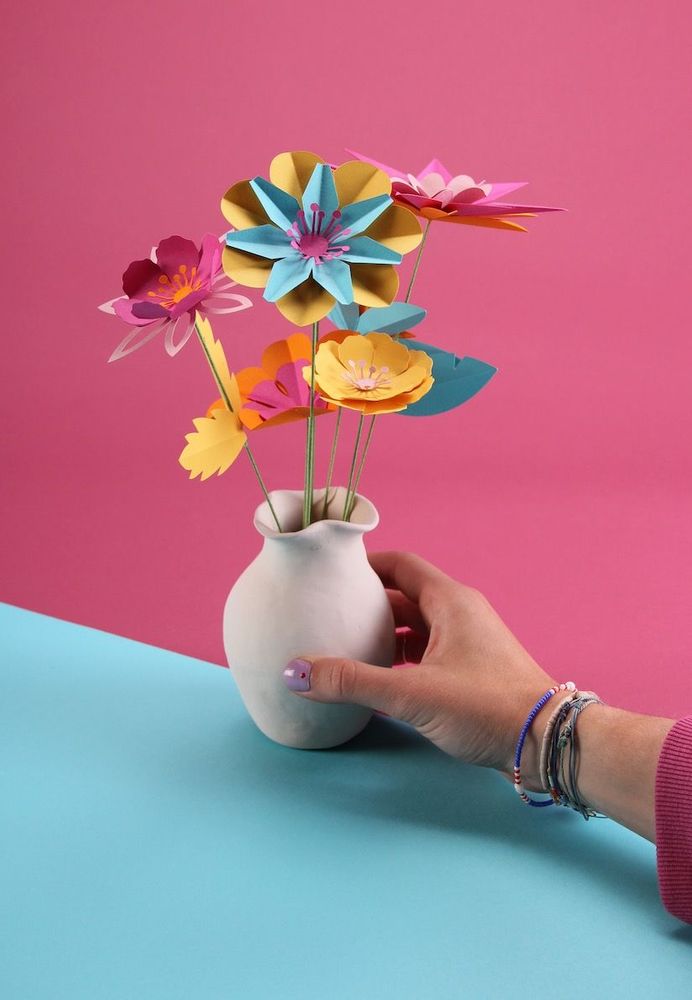 Objets de décoration - Carole - kit de bouquet de fleurs en papier - PLIPAPIERCISEAUX