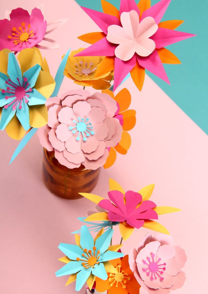 Objets de décoration - Carole - kit de bouquet de fleurs en papier - PLIPAPIERCISEAUX