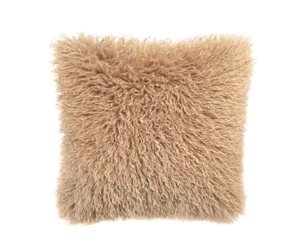 Cushions - AX74026 Beige Mongolian Cushion 50X50Cm - ANDREA HOUSE
