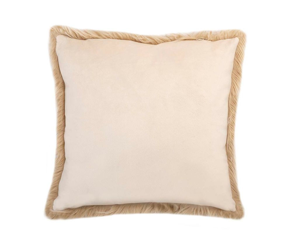 Cushions - AX74026 Beige Mongolian Cushion 50X50Cm - ANDREA HOUSE