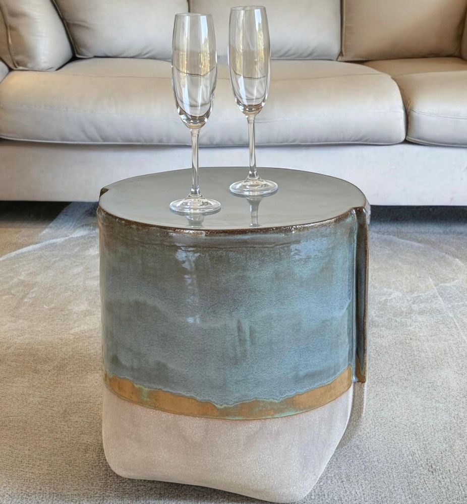Céramique - TABLE BASSE EN GRÈS - COLLECTION LUNA (intérieur-extérieur) - DI VINCENZO POUJOULA