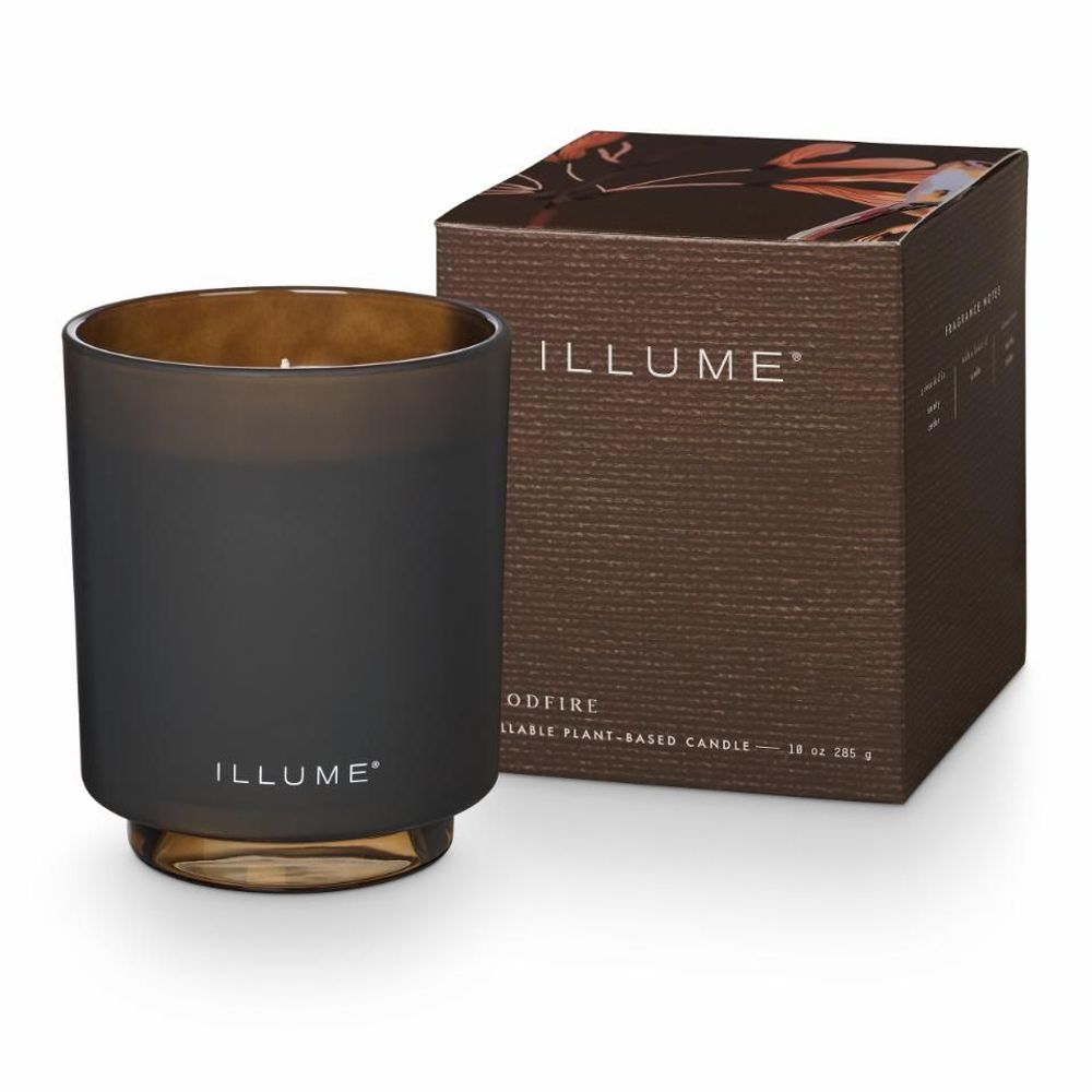 Bougies - Woodfire Box Glass Candle Refill, Brown. - ILLUME