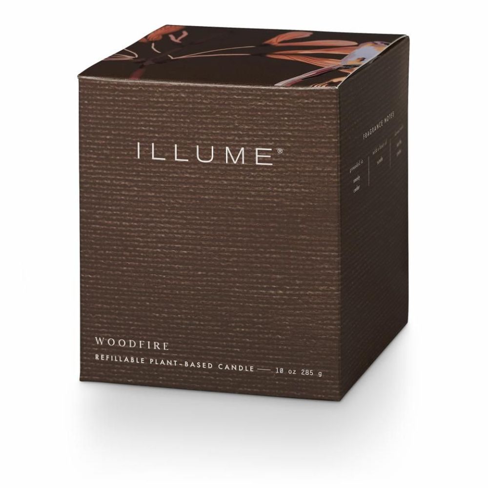 Bougies - Woodfire Box Glass Candle Refill, Brown. - ILLUME