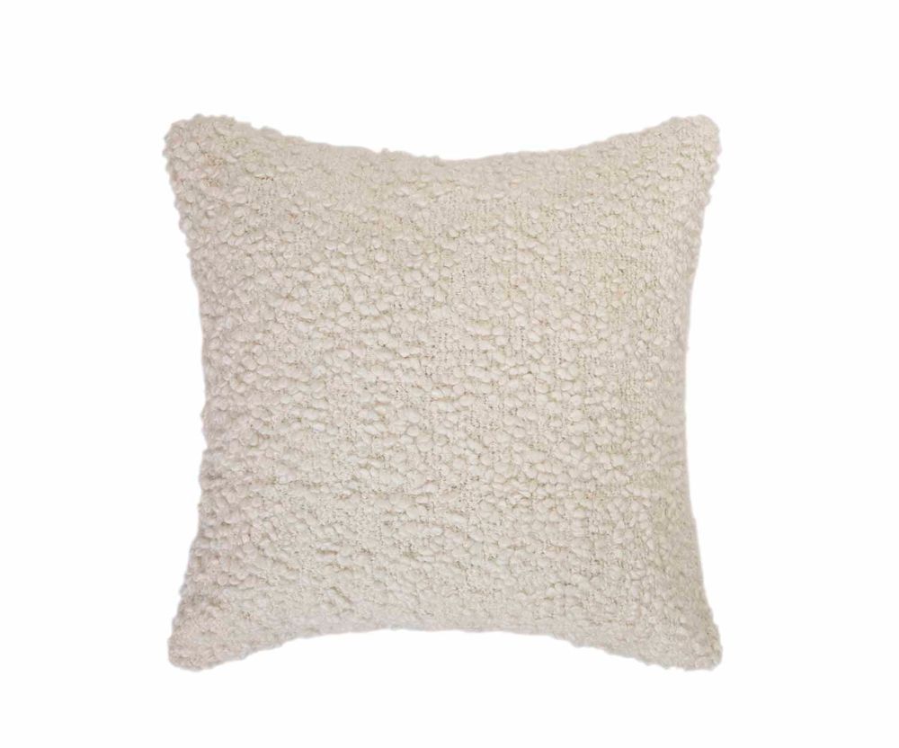 Cushions - AX74057 White Bouclé Cushion 50X50Cm - ANDREA HOUSE