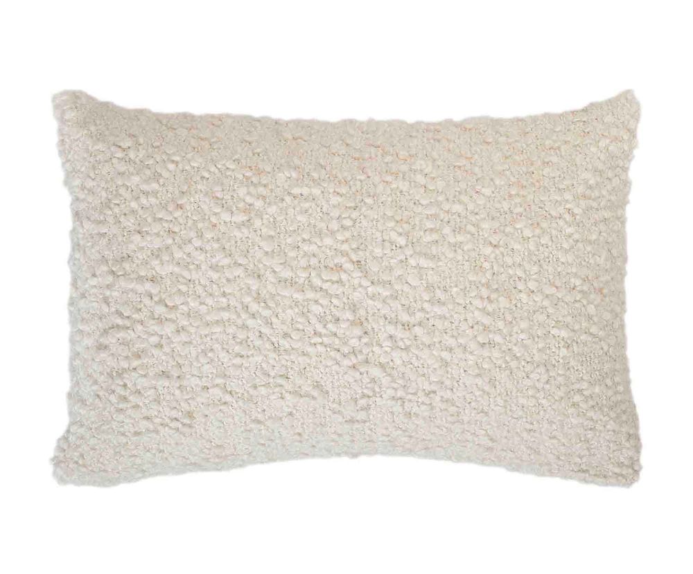 Cushions - AX74058 White Bouclé Cushion 40X60Cm - ANDREA HOUSE
