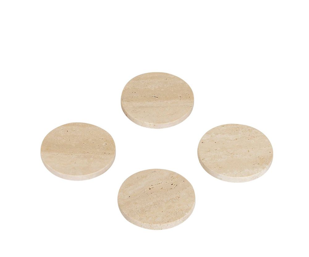 Plats et saladiers - MS74055 Set de 4 sous-verres en travertin Ø10 cm - ANDREA HOUSE