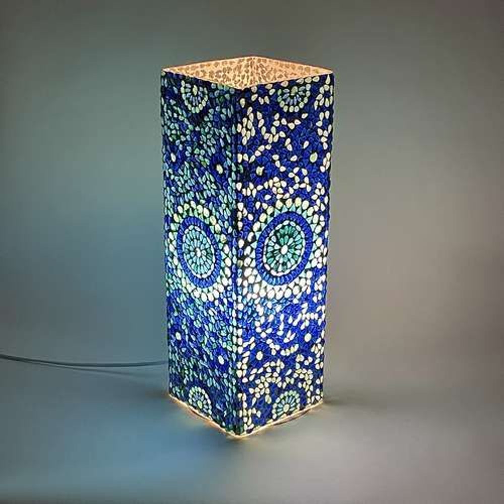 Table lamps - Blue Moon high cube Handmade Lamp in mosaic glass h. 45 cm. - SOUL LIGHT EUROPE