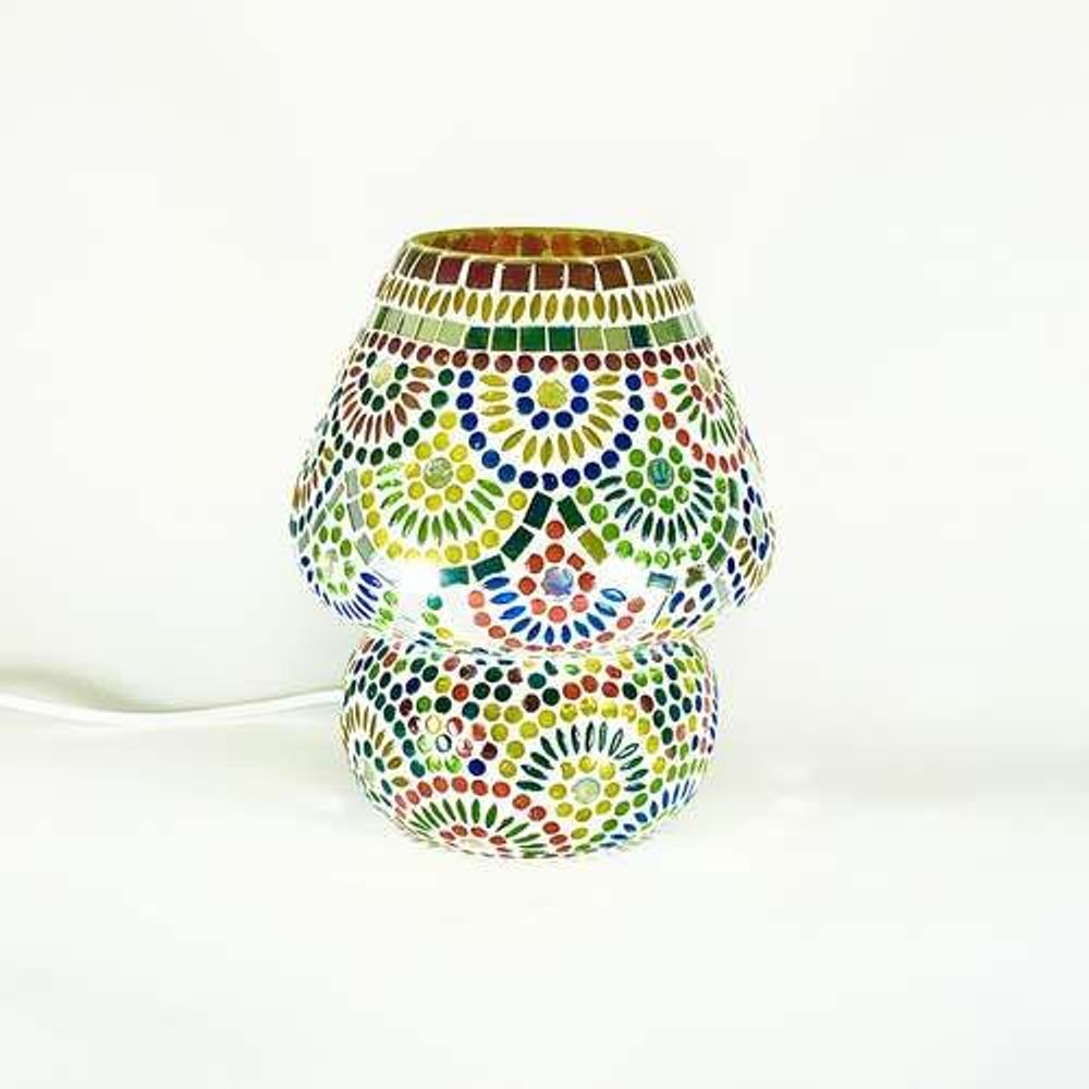 Table lamps - Magic Rings medium mashroom Handmade Lamp in mosaic glass h. 25 cm. - SOUL LIGHT EUROPE