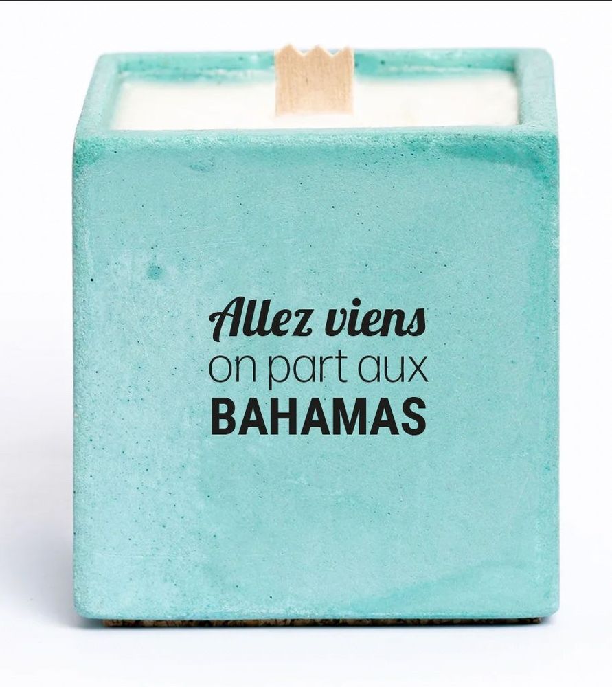 Decorative objects - Concrete candle with message\" Come on let's go to the Bahamas\ " - JUNNY