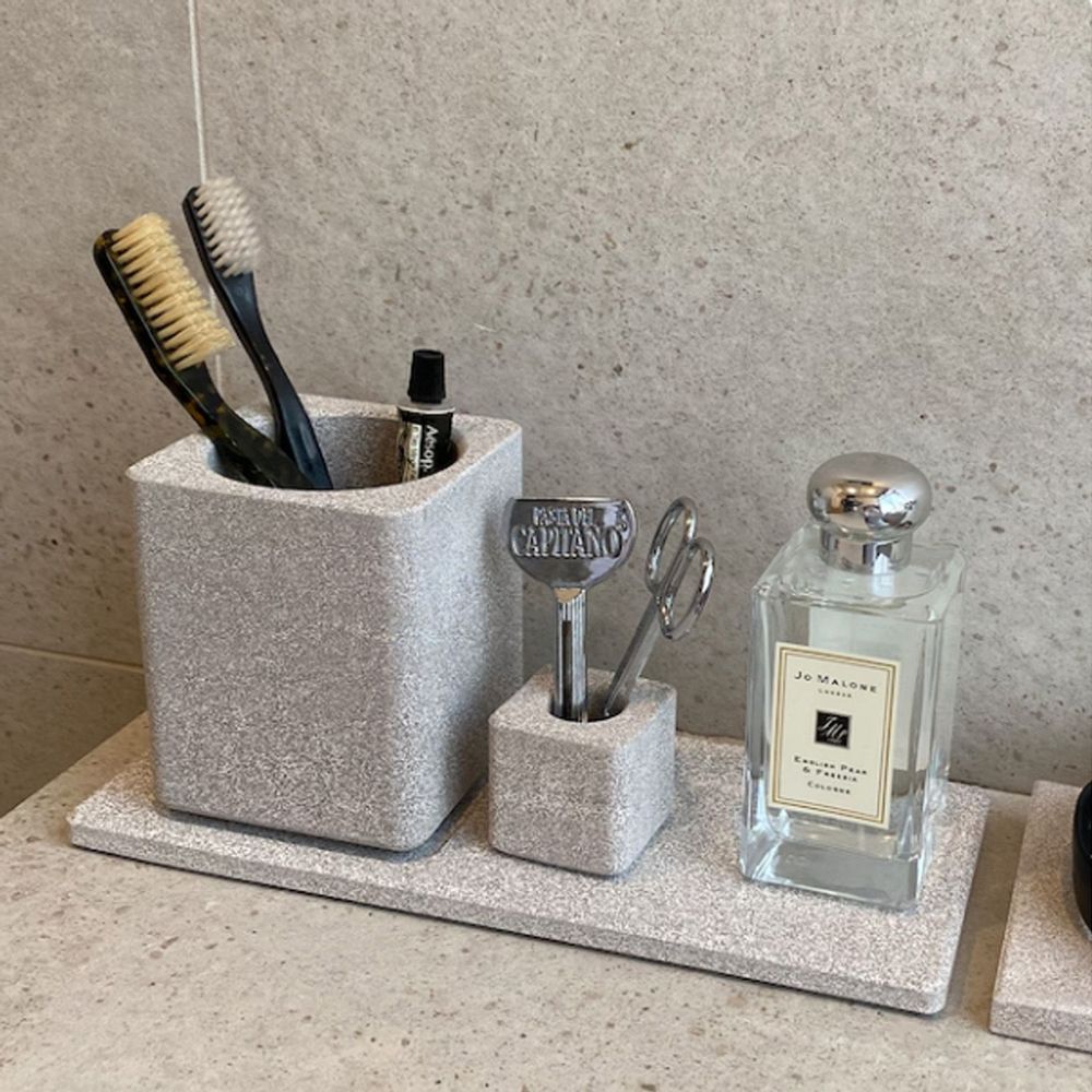 Meubles pour salle de bain - Porte-brosse à dents de la Terre de Diatomacée Carrée Salle de bain 3P - LEAF HOME