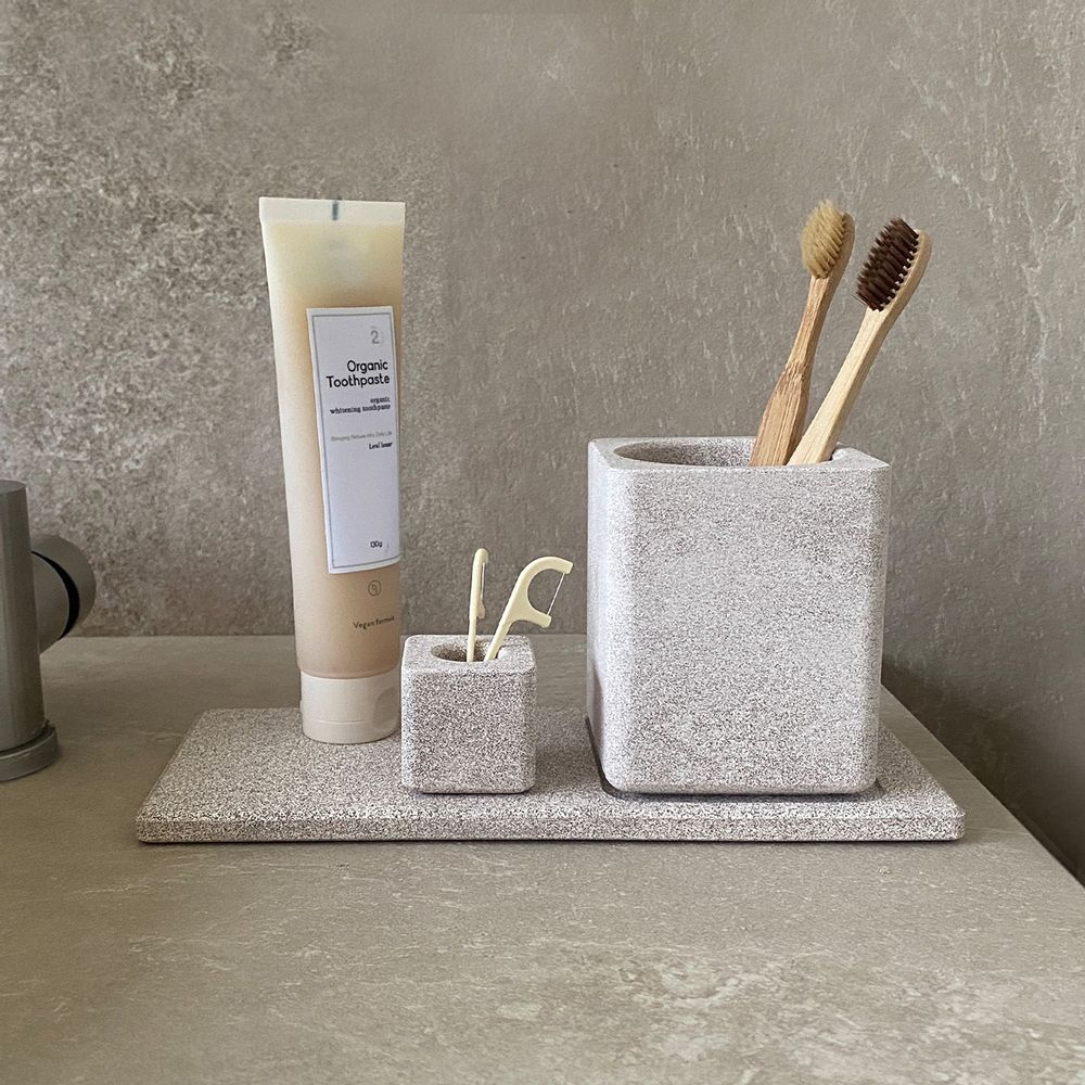 Meubles pour salle de bain - Porte-brosse à dents de la Terre de Diatomacée Carrée Salle de bain 3P - LEAF HOME