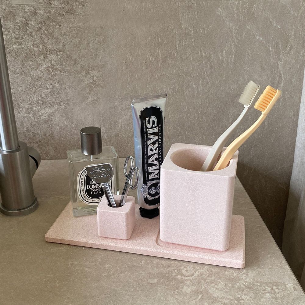 Meubles pour salle de bain - Porte-brosse à dents de la Terre de Diatomacée Carrée Salle de bain 3P - LEAF HOME