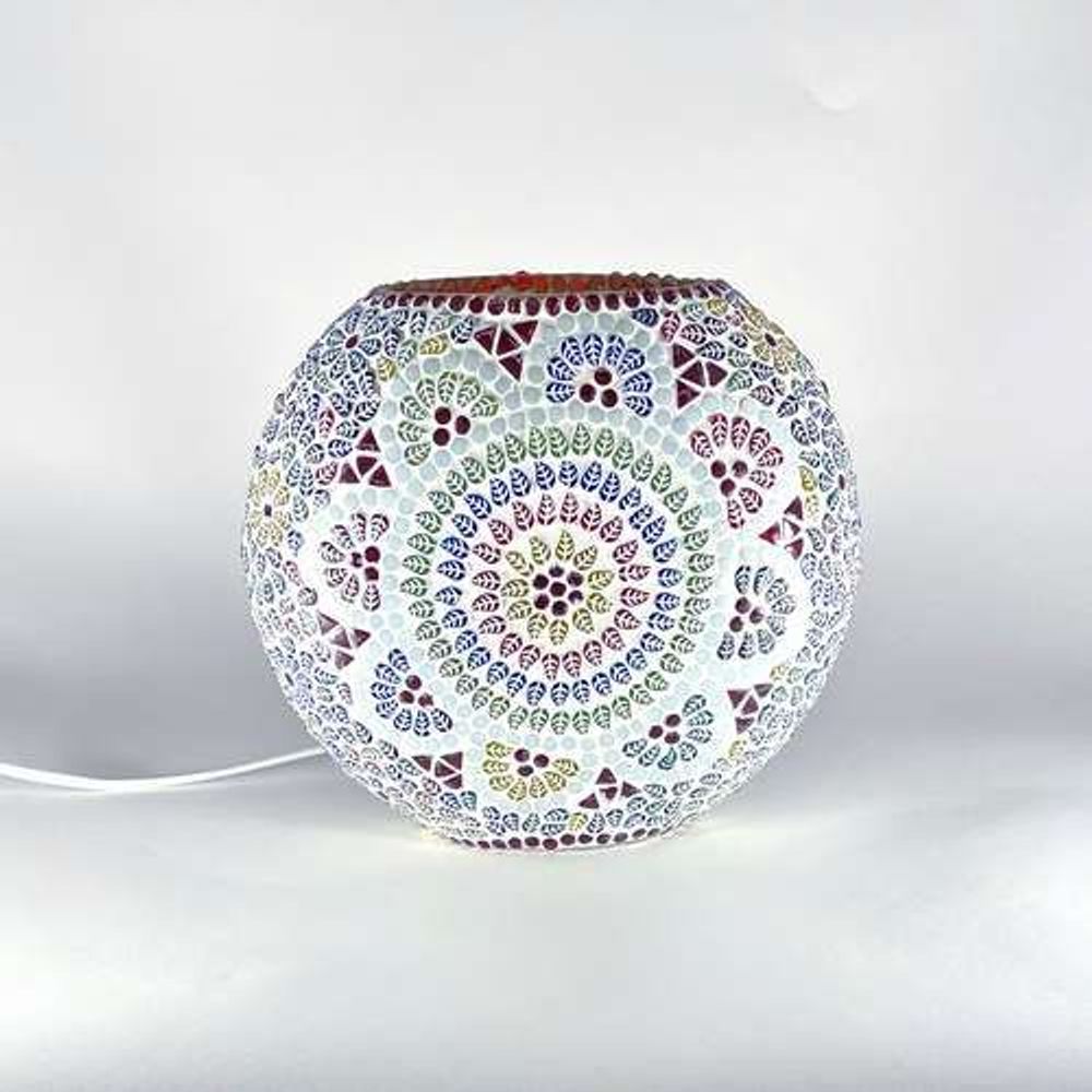Table lamps - Colored Mandala medium oval Handmade Lamp in mosaic glass h. 25 cm. - SOUL LIGHT EUROPE