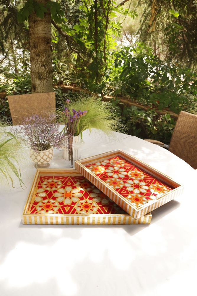 Trays - Large Mother Pearl Rectangular tray - HYA CONCEPT STORE