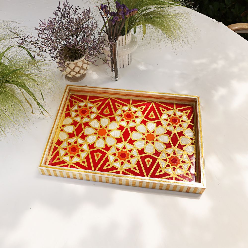 Trays - Large Mother Pearl Rectangular tray - HYA CONCEPT STORE