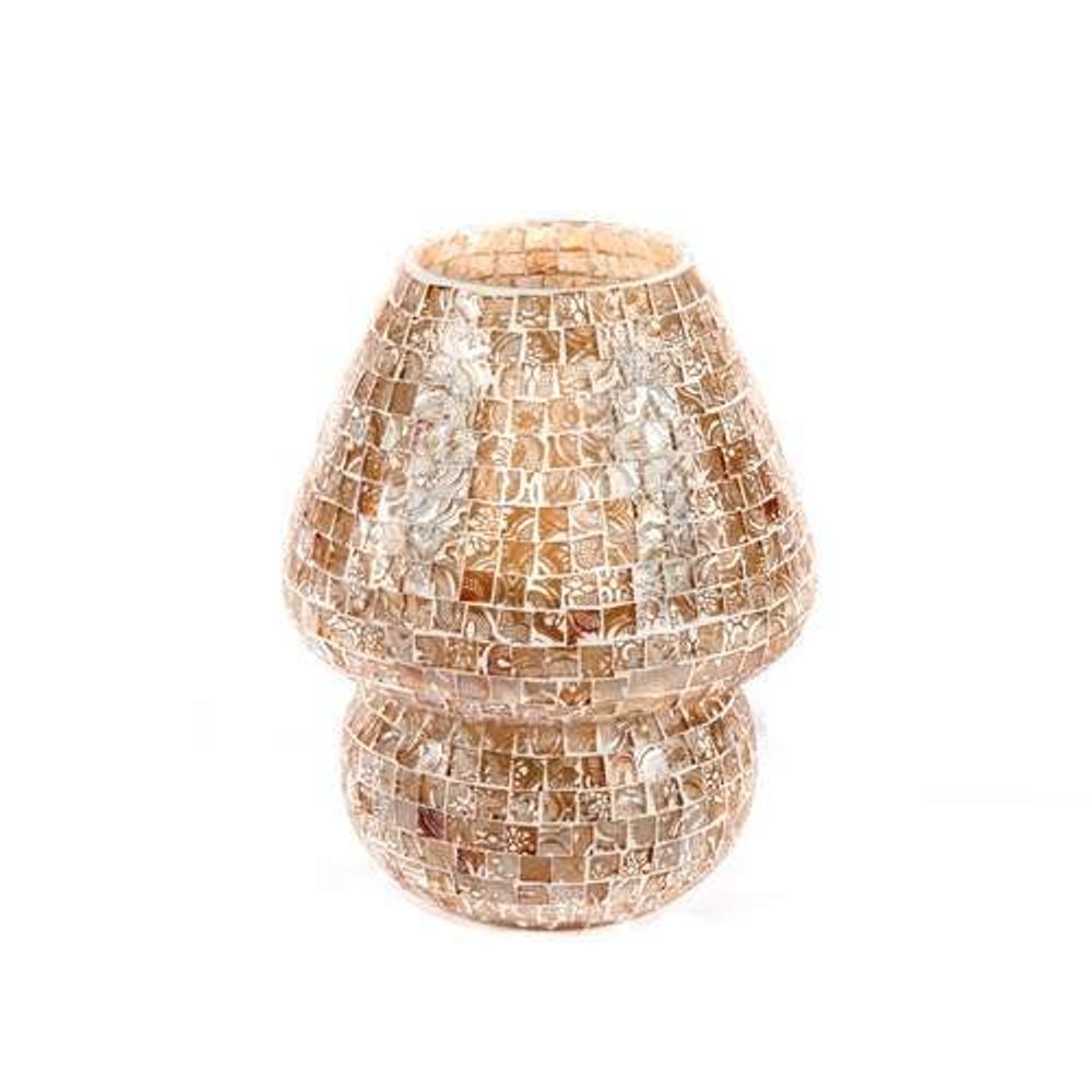 Table lamps - Artist's Yellow medium mashroom Handmade Lamp in mosaic glass h. 25 cm - SOUL LIGHT EUROPE