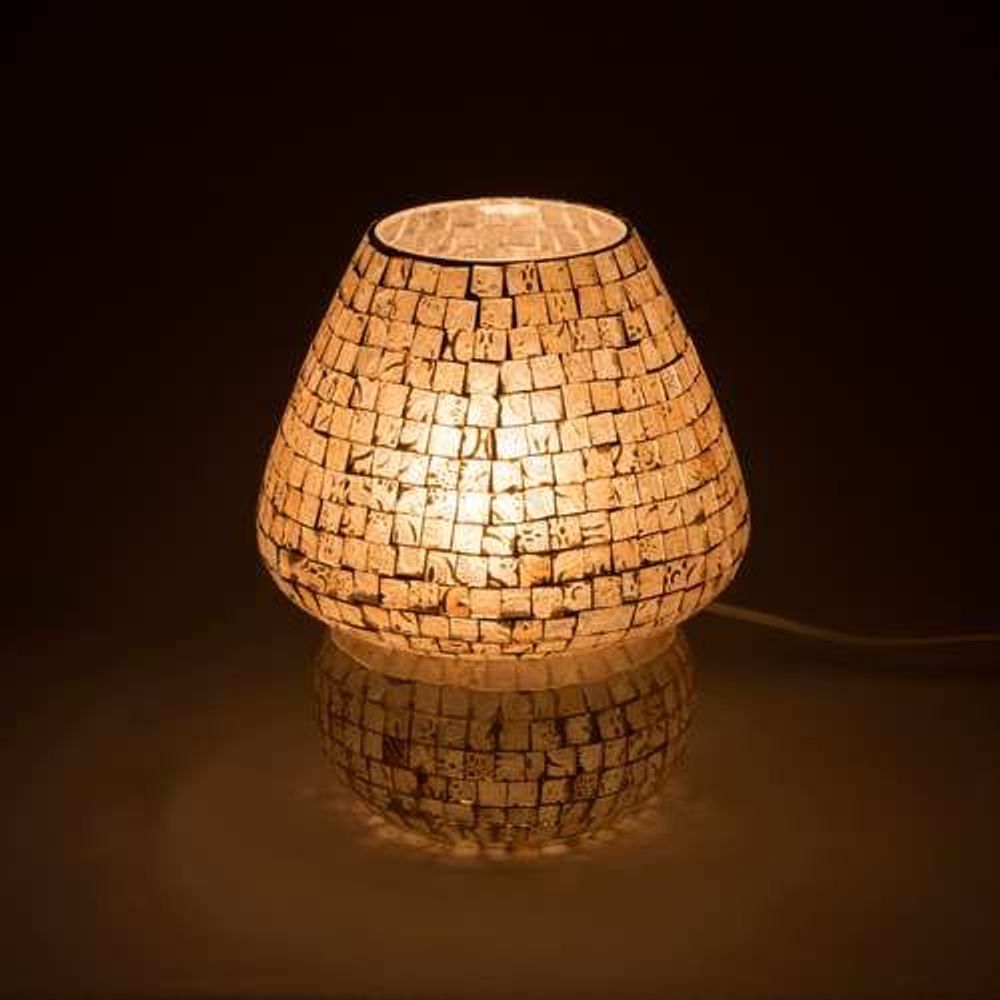 Table lamps - Artist's Yellow medium mashroom Handmade Lamp in mosaic glass h. 25 cm - SOUL LIGHT EUROPE