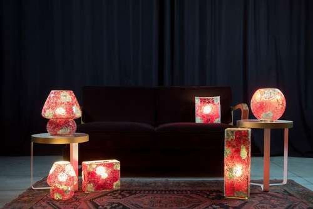 Table lamps - Vulcanic Eruption high cube Handmade Lamp in mosaic glass h. 45 cm. - SOUL LIGHT EUROPE