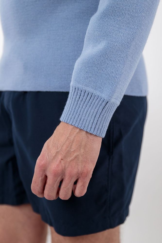 Apparel - ADRIAN Plain sailor sweater 100% virgin wool - ROYAL MER
