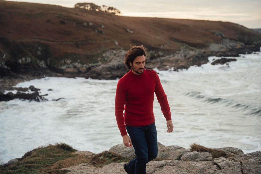 Apparel - ADRIAN Plain sailor sweater 100% virgin wool - ROYAL MER