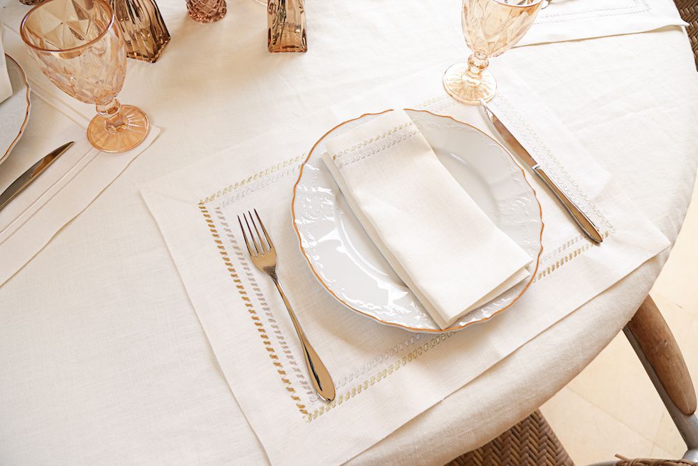 Sets de table - 2 sets de table en or et argent ZIG-ZAG Contour - HYA CONCEPT STORE