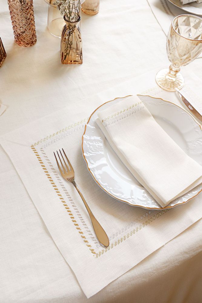 Sets de table - 2 sets de table en or et argent ZIG-ZAG Contour - HYA CONCEPT STORE