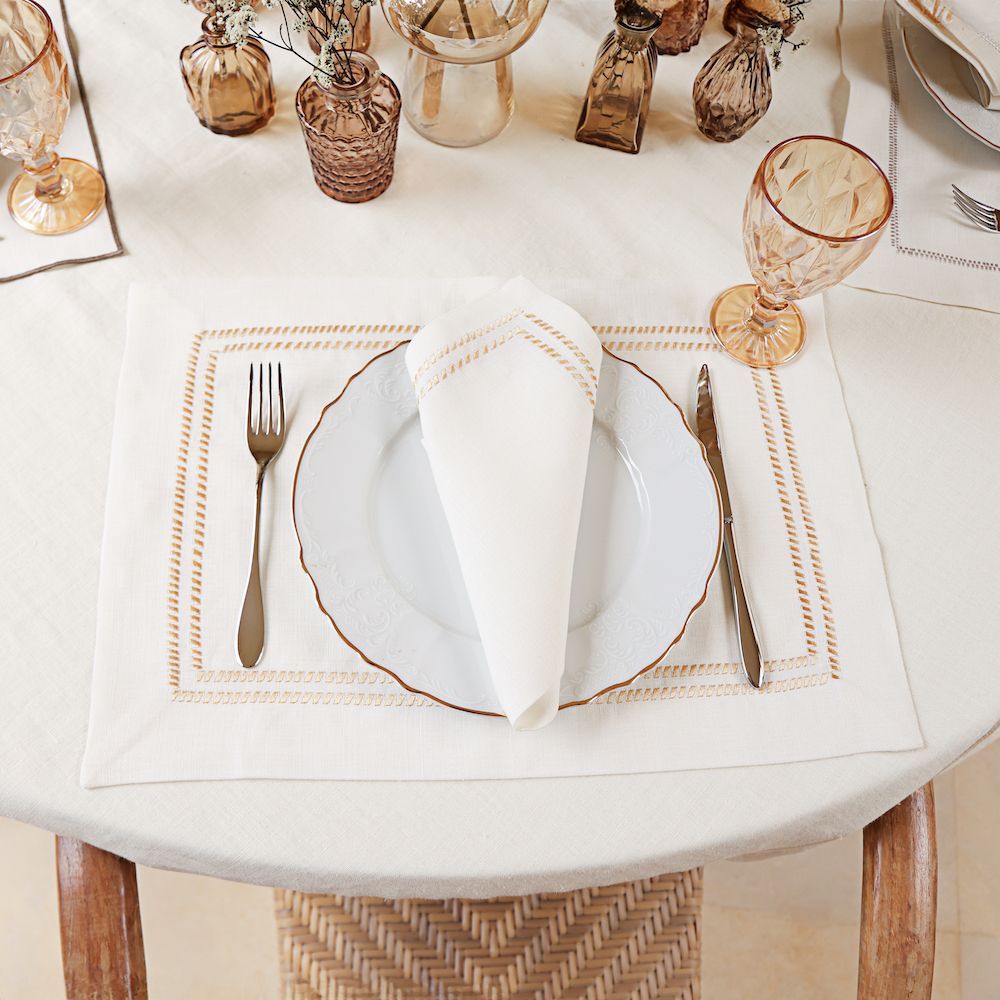 Sets de table - 2 sets de table en or et argent ZIG-ZAG Contour - HYA CONCEPT STORE