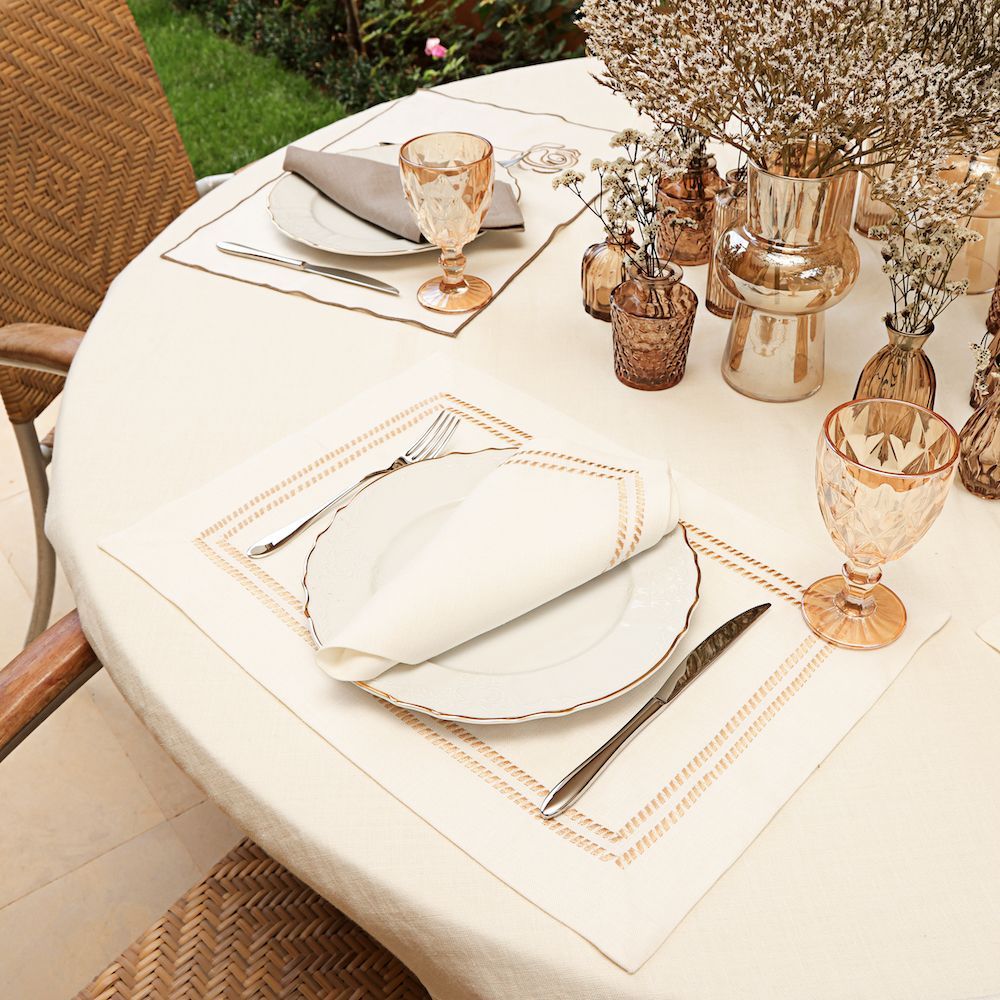 Sets de table - 2 sets de table en or et argent ZIG-ZAG Contour - HYA CONCEPT STORE