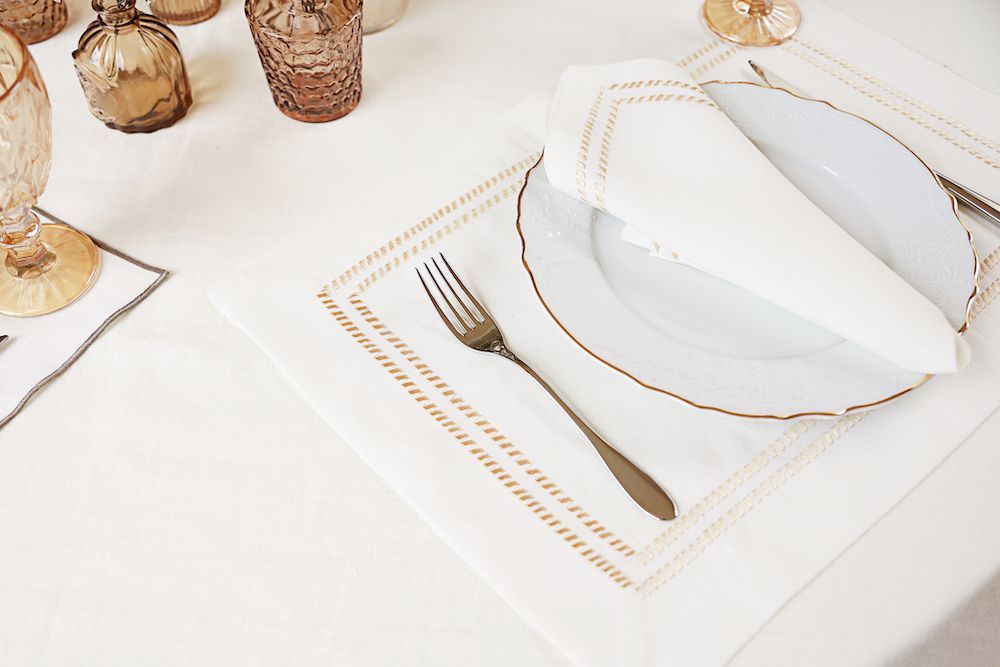 Sets de table - 2 sets de table en or et argent ZIG-ZAG Contour - HYA CONCEPT STORE