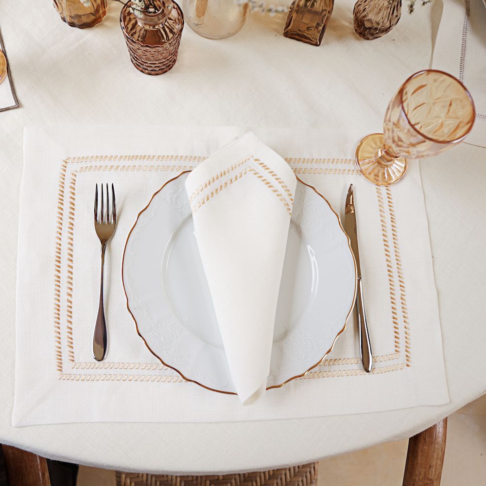 Sets de table - 2 sets de table en or et argent ZIG-ZAG Contour - HYA CONCEPT STORE