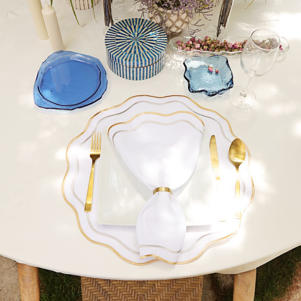 Placemats - Set of 2 Round Contour placemats in silver and gold - HYA CONCEPT STORE