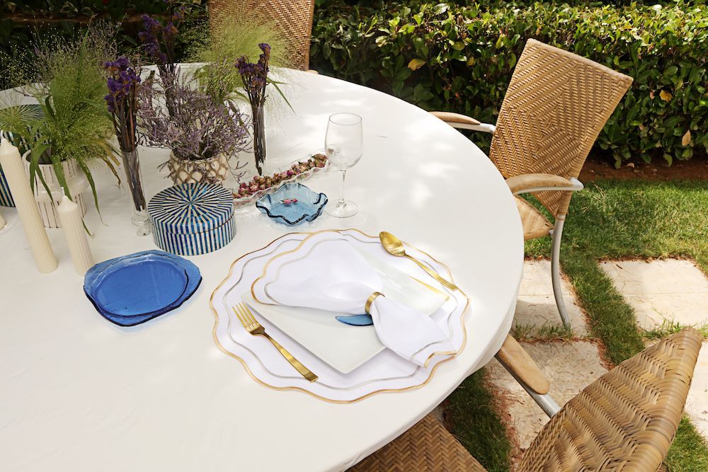 Placemats - Set of 2 Round Contour placemats in silver and gold - HYA CONCEPT STORE