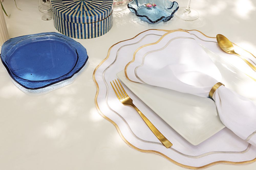 Placemats - Set of 2 Round Contour placemats in silver and gold - HYA CONCEPT STORE